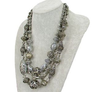 Chico's Silver Toned Dramatic Statement Multi Strand Western Vintage Necklace